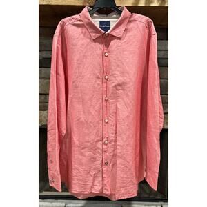 Men’s TOMMY BAHAMA Red Linen Blend Long Sleeve Button Up Shirt XXL *D1
